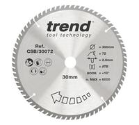 Trend CraftPro Hoja de sierra circular TCT, 300 mm de diámetro x 72 dientes x 30 mm de diámetro interior, punta de carburo de tungsteno, CSB/30072