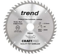 Trend CraftPro Hoja de sierra circular TCT de corte transversal, 215 mm de diámetro x 48 dientes x 30 mm de diámetro interior, punta de carburo de tungsteno, CSB/21548