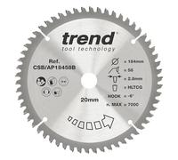 Trend CraftPro Hoja de sierra circular TCT para encimera de aluminio y plástico, 184 mm de diámetro x 58 dientes, 16 mm de diámetro interior, punta de carburo de tungsteno, CSB/AP18458