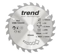 Trend CraftPro Hoja sierra circular TCT para corte fino, 165 mm x 40 dientes x 20 mm de diámetro interior, punta de carburo de tungsteno, CSB/16548