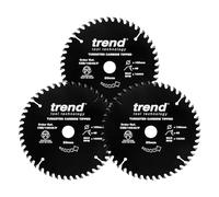 Trend CraftPro Hojas de Sierra Recubiertas de PTFE Antiadherente TCT, 160mm de Diámetro, Eje de 20mm, 48 Dientes, Espesor de Corte 2,2mm, Paquete de 3, CSB/160/3PK/P
