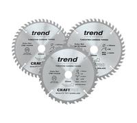 Trend CraftPro Paquete triple de hojas de sierra circular TCT de 160 mm, contiene el CSB/16024A, la CSB/16048A, y el CSB/PT16048A, con punta de carburo de tungsteno, CSB/160/3PK/A, paquete de 3