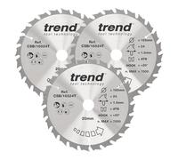 Trend Disco Sierra Circular Madera 165mm 24T TCT 20mm, 3 uds