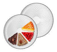 TREND FOR HOME Juego de 2 Platos de Postre de 30 cm Platos de Vidrio Semitransparente para Pasteles Tarta Aperitivos Ensalada de Frutas Pudín Pizza, Ø 30 cm, Diseño Geométrico, Elina