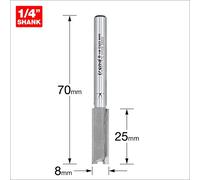 Trend Fresa recta TCT de 2 labios, vástago 1/4", Ø8 mm