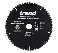 Trend Hoja de sierra ingletadora de madera, 260 mm de diámetro, 30 mm de diámetro, 60 dientes, TCT, corte de 2,6 mm, gancho de -5°, CSB/CCTC26060