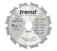 Trend Hoja sierra circular 190mm 30mm, 12 dientes TCT +15°