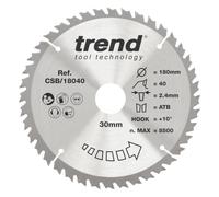 Trend Hoja sierra circular madera 180mm 30mm 40T TCT 2,4mm