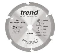 Trend Hoja sierra circular PCD fibrocemento 190 mm 20 mm 6 dientes