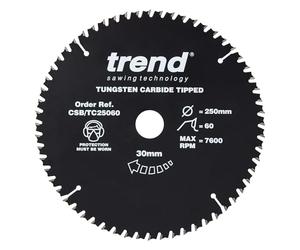Trend Hoja sierra circular PTFE 250mm 60D 30mm 3mm corte TCT