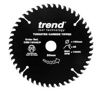 Trend CraftPro Hoja de Sierra Recubierta de PTFE Antiadherente TCT, 160mm de Diámetro, Eje de 20mm, 48 Dientes, Espesor de Corte 2,2mm, CSB/16048/P