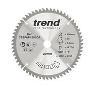 Trend Hoja sierra circular TCT aluminio/plástico 190mm 60T 30mm
