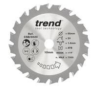 Trend Hoja sierra circular TCT madera 85 mm 20T, 10 mm fina