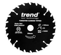 Trend CraftPro Hoja de Sierra Recubierta de PTFE Antiadherente TCT, 165mm de Diámetro, Eje de 20mm, 24 Dientes, Espesor de Corte 2,2mm, CSB/16524/P