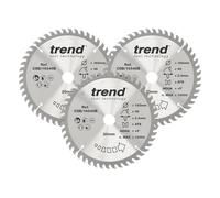 Trend CraftPro Paquete triple de hojas de sierra TCT, 165 mm x 48 dientes x 20 mm de diámetro interior, punta de carburo de tungsteno. CSB/165/3PK/A, paquete de 3