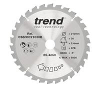 Trend Sierra de inglete Hoja 210 mm 30T TCT -5° gancho, acabado medio
