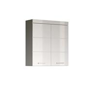 trendteam smart living Armario de Pared suspendido para baño Amanda, 73 x 77 x 23 cm, en Blanco y Blanco de Brillo Intenso, con abundante Espacio de Almacenamiento