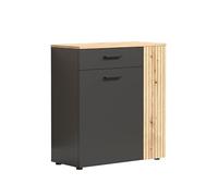 trendteam Smart Living - Esteban - Cómoda - Roble Antracita - Zapatero con Espacio para hasta 6 Pares de Zapatos - 80 x 88 x 36 cm - Armario con Elegante Aspecto de Ranura - Cajones de extensión
