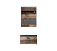 trendteam smart living - Juego de 2 percheros (80 x 192 x 37 cm, frontal Old Wood, cuerpo y suspensión), color gris