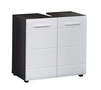 trendteam smart living Line Bad:KO.Sardegna Rauchsilber Melamin,FR.Weiß Hochglanz Tiefzieh,Waschbeckenunterschrank Mueble, Blanco, 60 x 57 x 76.5 cm