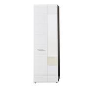 trendteam smart living Line-Perchero (60 x 191 x 35 cm, Parte Frontal Blanca Brillante, Cuerpo de Sardegna, melamina), Color Plateado y Gris