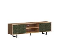trendteam smart living - Mueble bajo TV - Salón - Sentra - Dimensiones de Montaje (Ancho x Alto x Profundidad) 184 x 52 x 40 cm - Color Verde Oscuro con Roble Artesano - 224031982