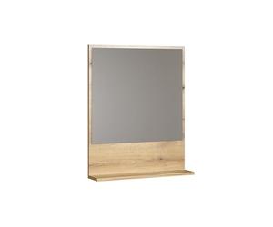 trendteam smart living - PureBliss - Espejo de Pared - Roble Evoke - 60 x 74 x 14 cm - Espejo de baño con Estante de 60 cm - antiarañazos