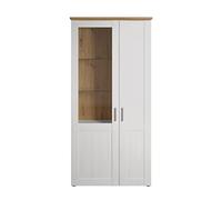 trendteam smart living - Shade - Vitrina - Andersen Pine Blanco/Artisan Roble - Armario de salón con 9 Compartimentos - 95 x 194 x 38 cm - Estantes de Cristal - Resistente a los arañazos