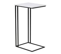 trendteam smart living - Strike - Mesa Auxiliar en práctica Forma de C - Blanco Mate/Negro - Mesita de Noche con diseño Que Ahorra Espacio - 50 x 91 x 40 cm - Mesa Lateral sobre una Estructura