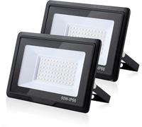 treoir Foco LED Exterior 50W, Superbrillante 5000LM, IP66 Impermeable Proyector 3000K Blanco Cálido para Garaje, Jardín, Patio, Estacionamiento(2pcs)