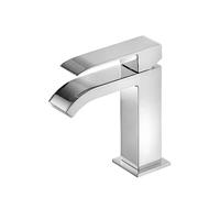 TRES 00610101D Grifo monomando para lavabo con caño rectangular de 15 cm fabricado de latón con acabado cromado
