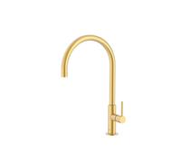 TRES 06254201OM Grifo monomando para fregadero con caño curvo de 41 cm fabricado de latón con acabado en color oro mate