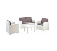 Tresillo arena blanco 4 piezas 8 cojines conjunto