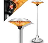 TRESKO Calefactor por Infrarrojos | 2500W con 2 Temperaturas | Estufa Radiante | Radiador Eléctrico para Exterior e Interior | Calentador de Cuarzo con Pantalla LED