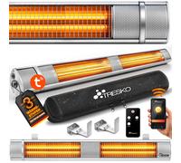 TRESKO Calefactor por Infrarrojos de Pared | 3000W + Control Remoto | Estufa Radiante con 3 Temperaturas | Radiador Eléctrico para Exterior e Interior | Calentador de Cuarzo