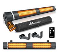 TRESKO Calefactor por Infrarrojos de Pared | 3000W + Control Remoto | Estufa Radiante con 3 Temperaturas | Radiador Eléctrico para Exterior e Interior | Calentador de Cuarzo (Antracita)