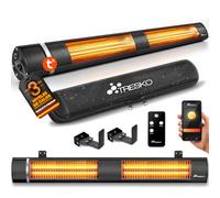 TRESKO Calefactor por Infrarrojos de Pared | 3000W + WiFi y Control Remoto | Estufa Radiante con 3 Temperaturas | Radiador Eléctrico para Exterior e Interior | Calentador de Cuarzo