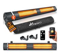 TRESKO Calefactor por Infrarrojos de Pared | 3000W + WiFi y Control Remoto | Estufa Radiante con 3 Temperaturas | Radiador Eléctrico para Exterior e Interior | Calentador de Cuarzo