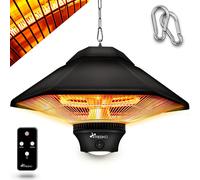 TRESKO Calefactor por Infrarrojos de Pared Negro | 1200W + Control Remoto + Pantalla LED | Estufa Radiante de Terraza con 2 Temperaturas | Radiador Eléctrico para Exterior e Interior | Calentador de T