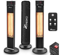 TRESKO Calefactor por Infrarrojos para Terraza | 2000W + Control Remoto | Estufa Radiante con 3 Temperaturas | Radiador Eléctrico para Exterior e Interior | Calentador con Pantalla LED