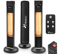 TRESKO Calefactor por Infrarrojos para Terraza | 2000W + Control Remoto | Estufa Radiante con 3 Temperaturas | Radiador Eléctrico para Exterior e Interior | Calentador con Pantalla LED
