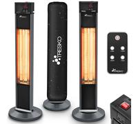 TRESKO Calefactor por Infrarrojos para Terraza | 2000W + Control Remoto | Estufa Radiante con 3 Temperaturas | Radiador Eléctrico para Exterior e Interior | Calentador con Pantalla LED