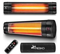 TRESKO Calefactor por Infrarrojos para Terraza | 2500W + Control Remoto | Estufa Radiante de Pared 3 Temperaturas | Radiador Eléctrico para Exterior e Interior | Calentador de Cuarzo con Pantalla LED