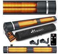 TRESKO Radiateur infrarouge extérieur 3000W | Chauffage radiant terrasse | murale | inclination | télecommande | 3 niveaux | intérieur et extérieur