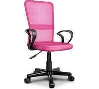 TRESKO Silla de oficina rosa, silla giratoria con reposabrazos y ruedas de plástico de marcha suave, altura regulable de forma continua, asiento acolchado, ajuste ergonómico.