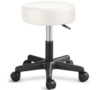 TRESKO Taburete con Ruedas Taburete Giratorio cosmético de Trabajo Consulta, Regulable en Altura, Giratorio en 360°, con Asiento Acolchado de 10 cm y 8 Variantes de Colores (Beige)