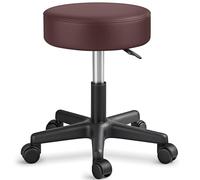 TRESKO Taburete con Ruedas Taburete Giratorio cosmético de Trabajo Consulta, Regulable en Altura, Giratorio en 360°, con Asiento Acolchado de 10 cm y 8 Variantes de Colores (Marrón)