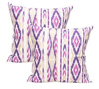 TRESMESTRES Fundas de Cojines para Sofá de Jardín, Terraza y Salón y Fundas de Cojines para Cama Decorativos - Ikat Mediterráneo - Cubierta de Cojín 40x40 cm - Set de 2, Lila