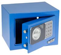 Tresor, caja fuerte para muebles, cerradura electrónica con combinación numérica, modelo HMF 46126, dimensiones 23x17x17 cm, color azul