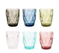 TRESV 6 Vasos Cristal de 300ml｜Resistente a Cambios Térmicos｜Para Whisky/Zumo en Casa｜Colores Intensos